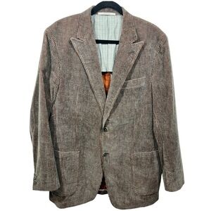 Hickey Freeman Men Marin Corduroy‎ Blazer Jacket 44 Long Brown Cotton